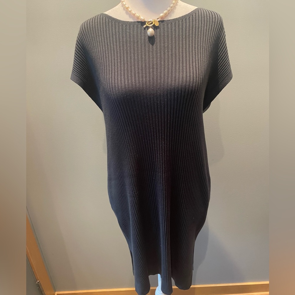 Eileen Fisher Women’s Size L Gray Ribbed Sleeveless Sweater Long Knit Tunic